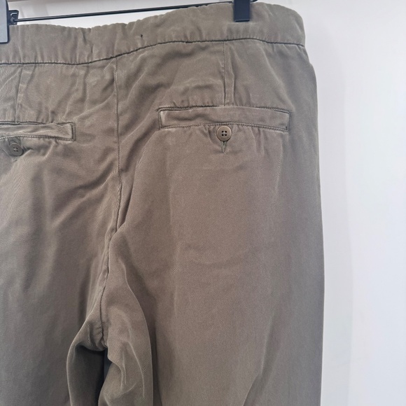 Tahari Pants Women 14 Green Brown Chambray Tapered Drawstring Lagen Coastal - Picture 7 of 16